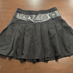 Royal‎ Bones By Daang Black Mini Skirt Gothic Sz XS Chains Emo Y2K Punk